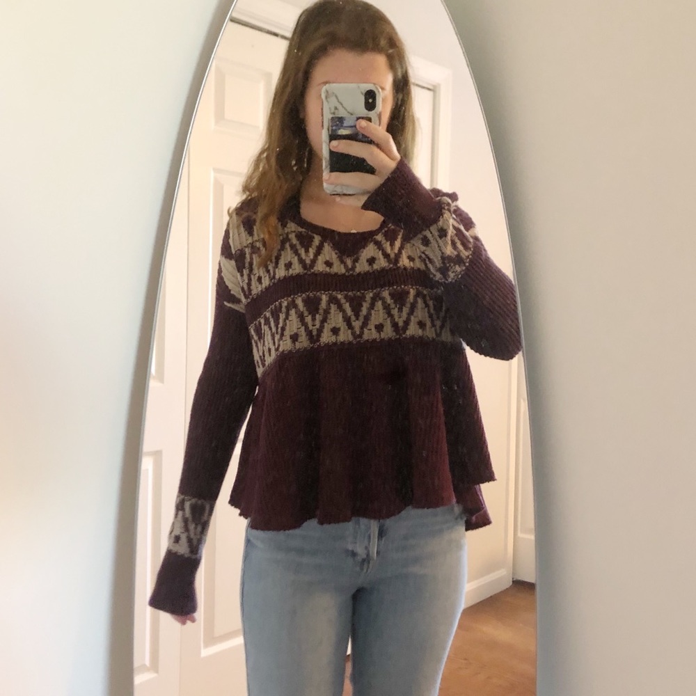 FREE PEOPLE maroon sweater